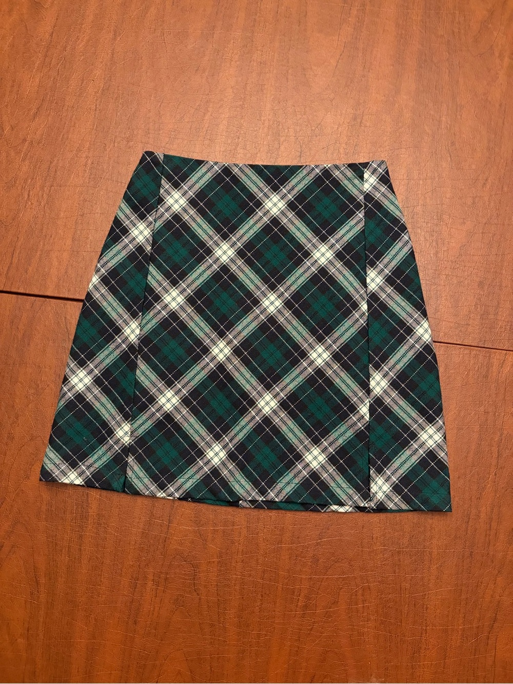 Brandy Melville Green, Black & White Plaid Mini Skirt